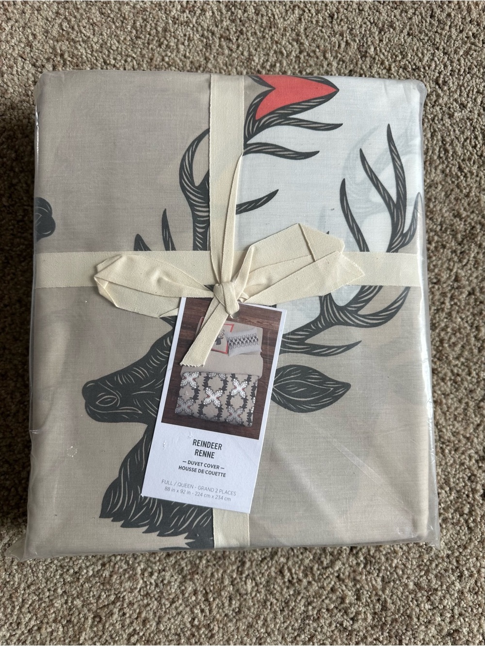 West Elm Black Reindeer Duvet Cover with tags